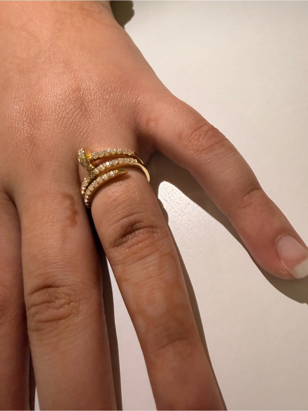 Aleeza Paris 14K Yellow Gold Over 925 Sterling Silver CZ Wrap Ring Size 8 – New
